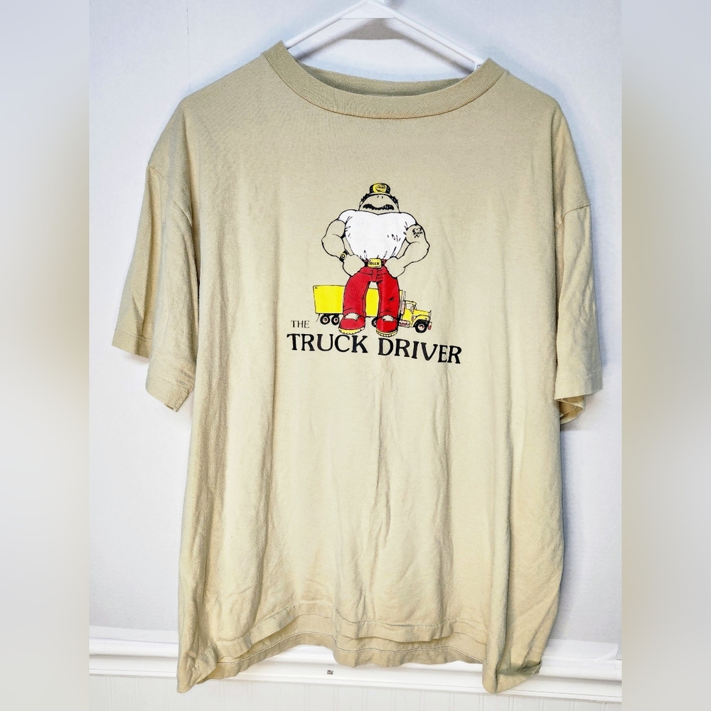 The Truck Driver T Shirt 2XL  Workwear Distressed Single Stitch USA 0093 Vintage